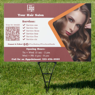Hair Salon Opening QR Code Phone Services SM Yard Sign