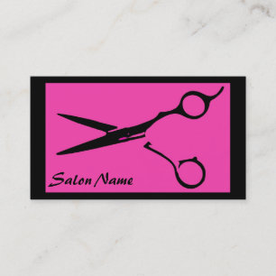 Hair salon pink black scissors business cards