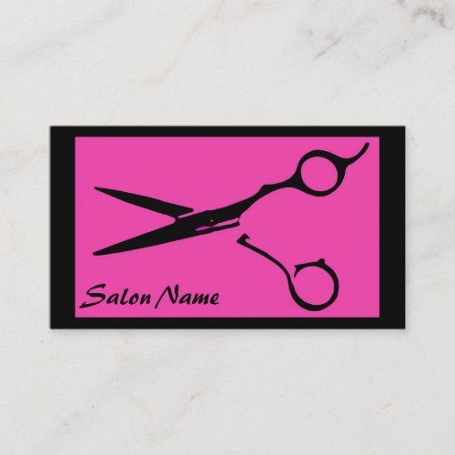 Hair salon pink black scissors business cards