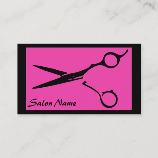 Customizable Hair salon pink black scissors business cards