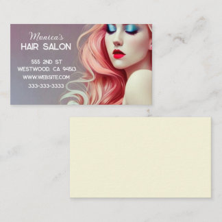 Hair Salon pink hair model Business Card