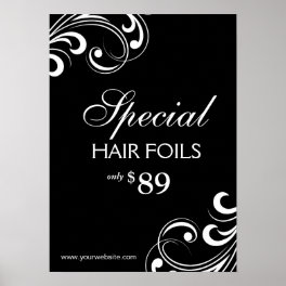 HAIR Salon Poster Spa Black & White Swirls