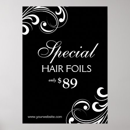 Hair Salon Poster Spa Black & White Swirls