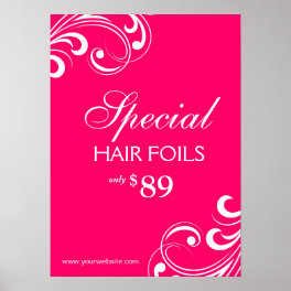 HAIR Salon Poster Spa Pink & White Swirls