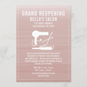 Hair Salon Reopening Blush Pink Ombre Invitation