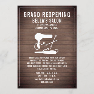Hair Salon Reopening Wood Invitation
