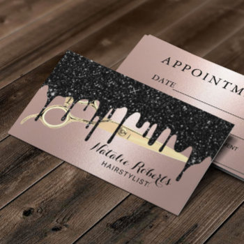 Hair Salon Rose Gold & Black Drips Appointment by cardfactory at Zazzle