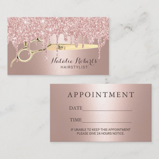 Hair Salon Rose Gold Glitter Drips Appointment