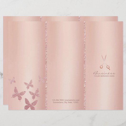 Hair Salon Rose Gold Scissor Tri-Fold Bruchures (Front/Back)