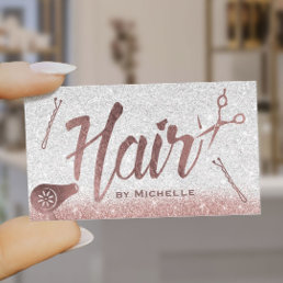 Hair Salon Rose Gold Typography Hairstylist Appointment Card