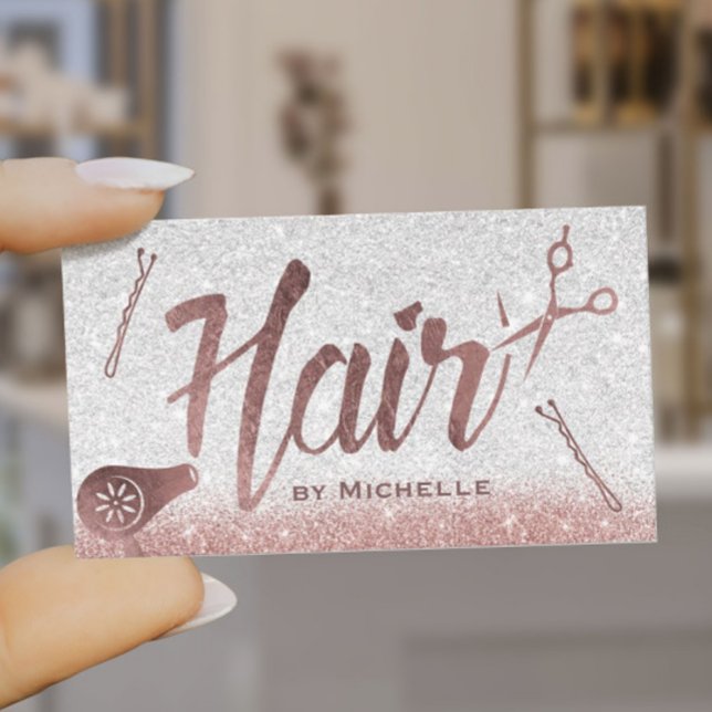 Hair Salon Rose Gold Typography Hairstylist Appointment Card (Creator Uploaded)