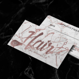 Hair Salon Rose Gold Typography Marble Appointment