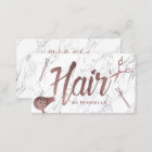 Hair Salon Rose Gold Typography White Marble