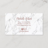 Hair Salon Rose Gold Typography White Marble Business Card (Back)