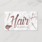 Hair Salon Rose Gold Typography White Marble