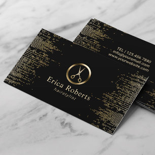 Hair Salon Scissor Logo Trendy Black & Gold Business Card