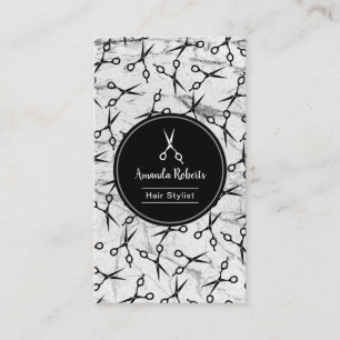 Hair Salon Scissor Pattern Marble Appointment Card