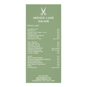 Hair Salon Scissors Green Service Menu Price List
