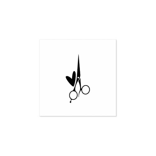 Hair Salon Scissors  Heart Loyalty Card Rubber Stamp