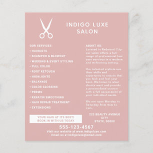 Hair Salon Scissors Modern Dusty Pink Marketing Flyer