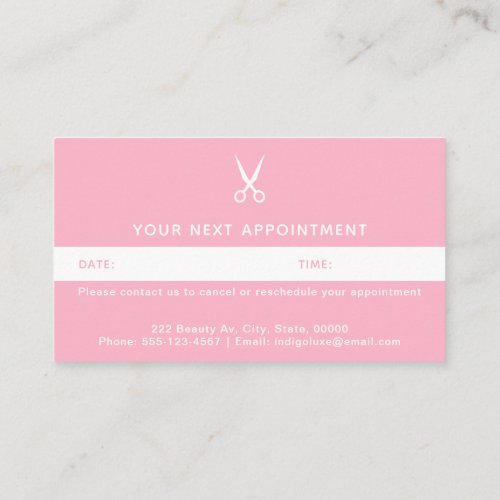 Hair Salon Scissors Modern Pink Appointment Card