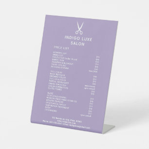 Hair Salon Scissors Purple Service Menu Price List Pedestal Sign