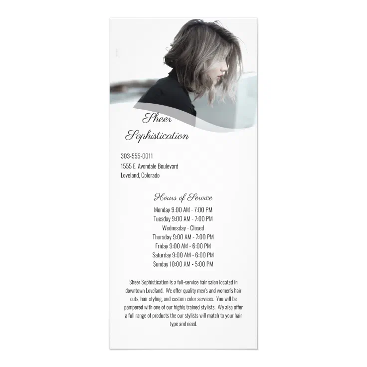 Hair Salon Service Menu Rack Card | Zazzle