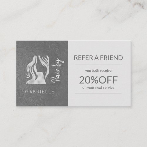 Hair Salon Silver Grey Logo Referral Template