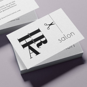 Hair salon simple black and white typography logo  business card