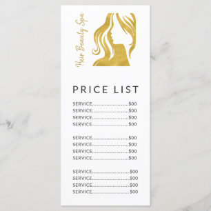 Hair salon simple gold white price list services program