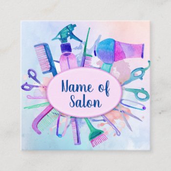 Hair Salon Square Business Card by Zazzlemm_Cards at Zazzle