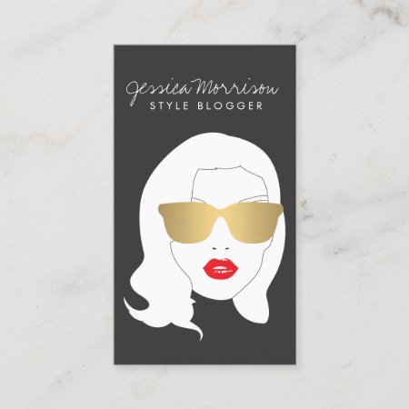 Hair Salon, Style Blogger, Beauty Girl Dark Gray Business Card