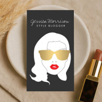 Hair Salon, Style Blogger, Beauty Girl Dark Gray Business Card