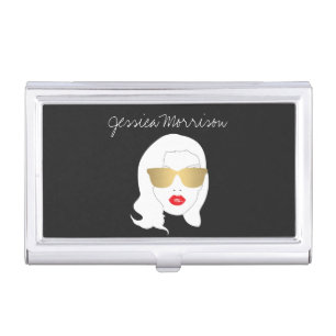 Hair Salon, Style Blogger, Beauty Girl Dark Gray Business Card Holder