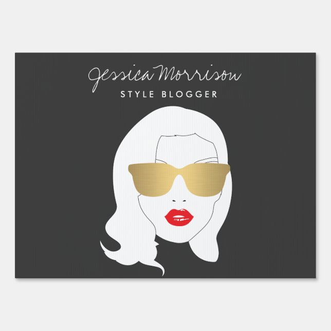 Hair Salon, Style Blogger, Beauty Girl Dark Gray Yard Sign (Front)
