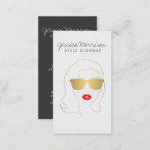 Hair Salon, Style Blogger, Beauty Girl Gold/Gray Business Card (Front/Back)