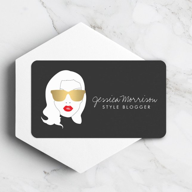 Hair Salon, Style Blogger, Glamorous Beauty Girl Business Card (Creator Uploaded)