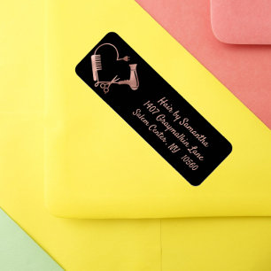 Hair Salon Stylist Barber Rose gold address Label