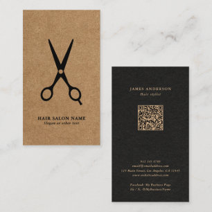 Hair Salon/Stylist/Barber Scissors Kraft QR Code Business Card