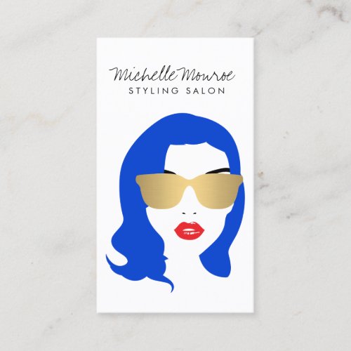 Hair Salon Stylist Beauty Girl Blue Business Card