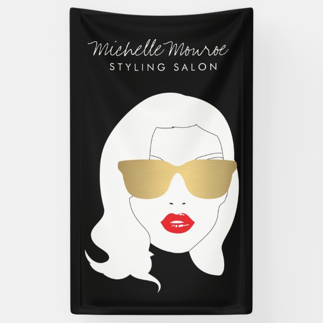Hair Salon, Stylist, Beauty Girl Dark Gray Banner (Vertical)