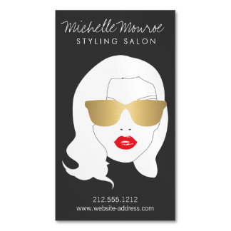 Hair Salon, Stylist, Beauty Girl III Magnetic Business Card
