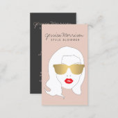 Hair Salon, Stylist, Beauty Girl on Peach Business Card (Front/Back)