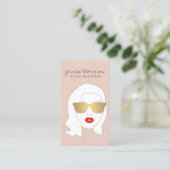 Hair Salon, Stylist, Beauty Girl on Peach Business Card (Standing Front)