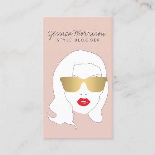 Hair Salon, Style Blogger, Beauty Girl on Peach Business Cards