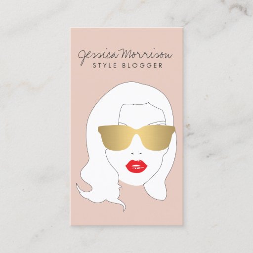 Customizable Hair Salon, Style Blogger, Beauty Girl on Peach Business Cards