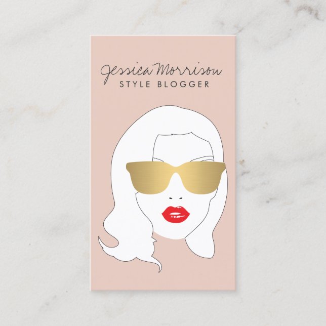 Hair Salon, Stylist, Beauty Girl on Peach Business Card (Front)