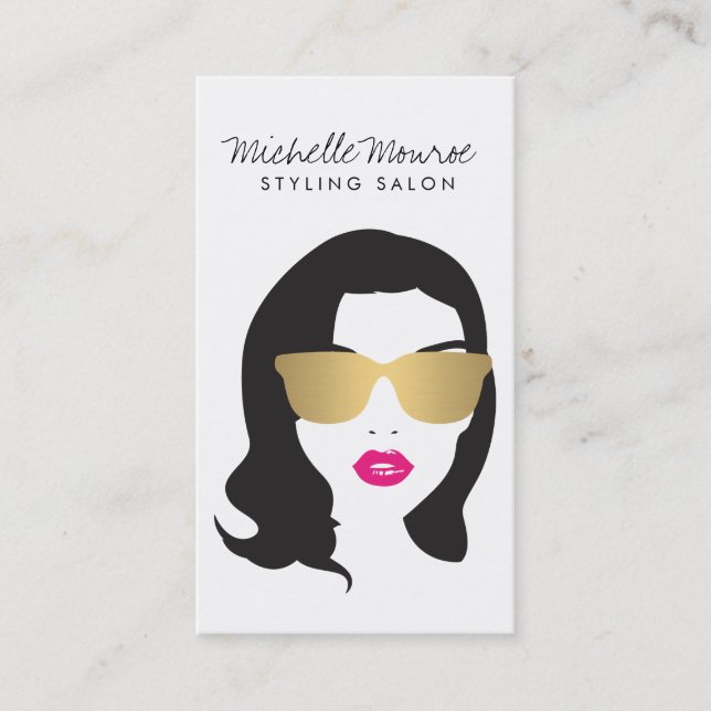 Hair Salon, Stylist, Beauty Girl Pink Lips Business Card (Front)