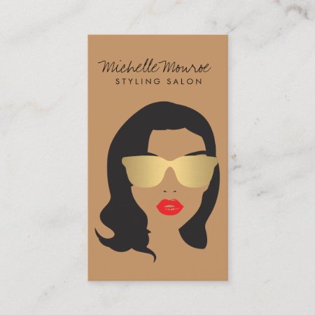 Hair Salon, Stylist, Beauty Girl Tan/brown Business Card