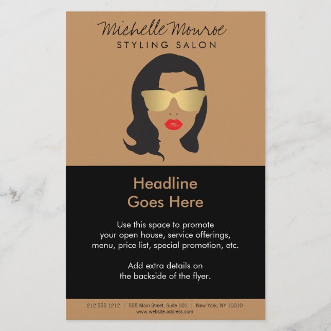Hair Salon, Stylist, Beauty Girl Tan/Brown Flyer (Front)